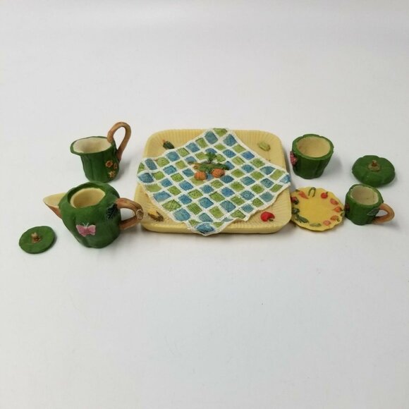 Vintage Miniature Mini Tea Set Farm Food Peppers Lettuce Carrots Butterfly Lot 8 - Picture 3 of 3
